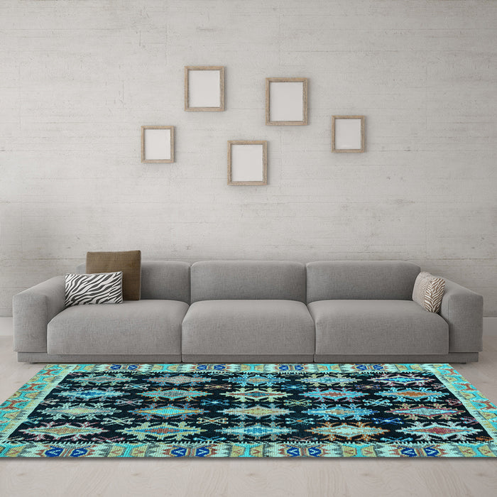 Machine Washable Abstract Light Blue Modern Rug in a Living Room, wshabs4635lblu