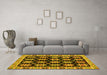 Machine Washable Abstract Yellow Modern Rug in a Living Room, wshabs4635yw