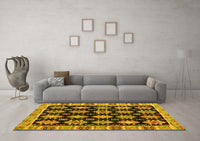 Machine Washable Abstract Yellow Modern Rug, wshabs4635yw