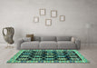 Machine Washable Abstract Turquoise Modern Area Rugs in a Living Room,, wshabs4635turq