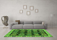 Machine Washable Abstract Green Modern Rug, wshabs4635grn