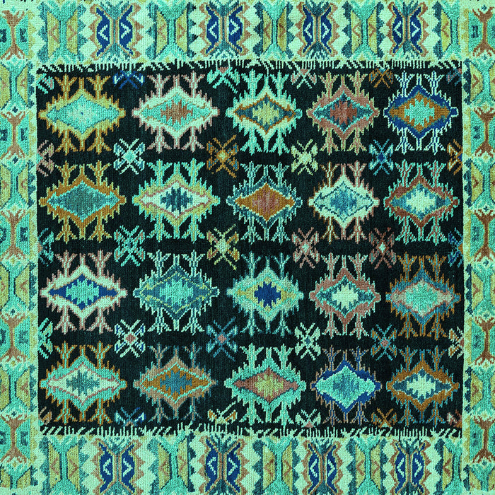 Square Machine Washable Abstract Turquoise Modern Area Rugs, wshabs4636turq