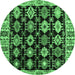 Round Abstract Emerald Green Modern Rug, abs4636emgrn