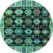 Round Abstract Turquoise Modern Rug, abs4636turq