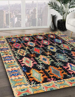 Machine Washable Abstract Brown Rug in a Family Room, wshabs4636
