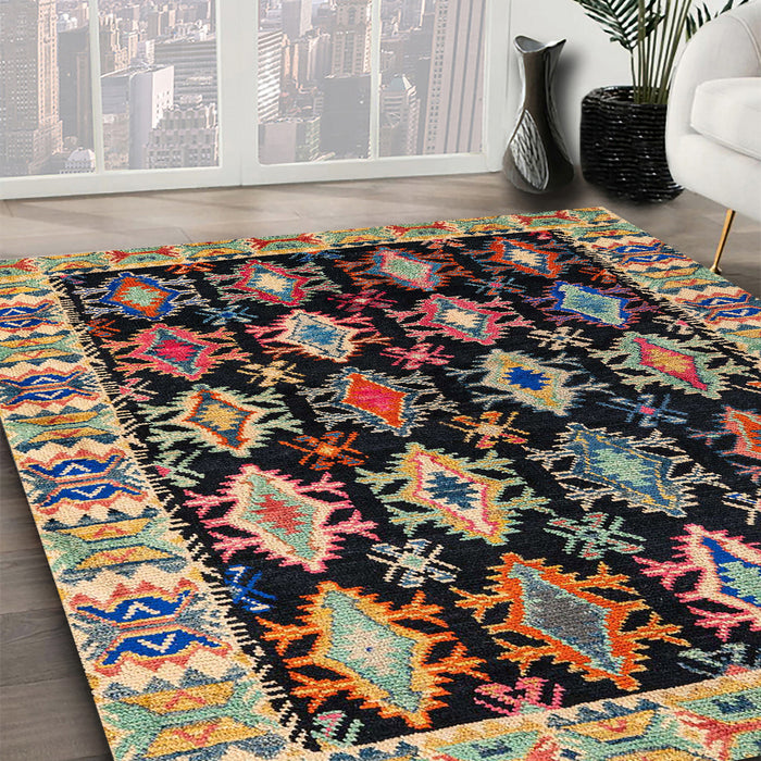 Machine Washable Abstract Brown Rug in a Family Room, wshabs4636
