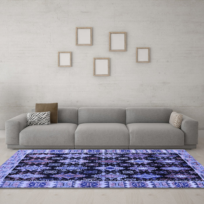 Machine Washable Abstract Blue Modern Rug in a Living Room, wshabs4636blu