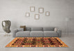 Machine Washable Abstract Orange Modern Area Rugs in a Living Room, wshabs4636org