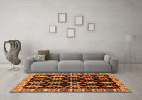 Machine Washable Abstract Orange Modern Rug, wshabs4636org