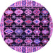 Round Machine Washable Abstract Purple Modern Area Rugs, wshabs4636pur