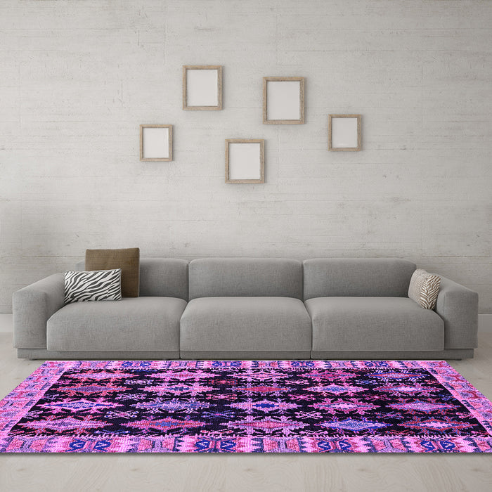 Machine Washable Abstract Purple Modern Area Rugs in a Living Room, wshabs4636pur
