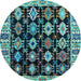 Round Machine Washable Abstract Light Blue Modern Rug, wshabs4636lblu