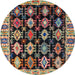 Round Machine Washable Abstract Brown Rug, wshabs4636