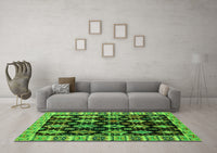 Machine Washable Abstract Green Modern Rug, wshabs4636grn