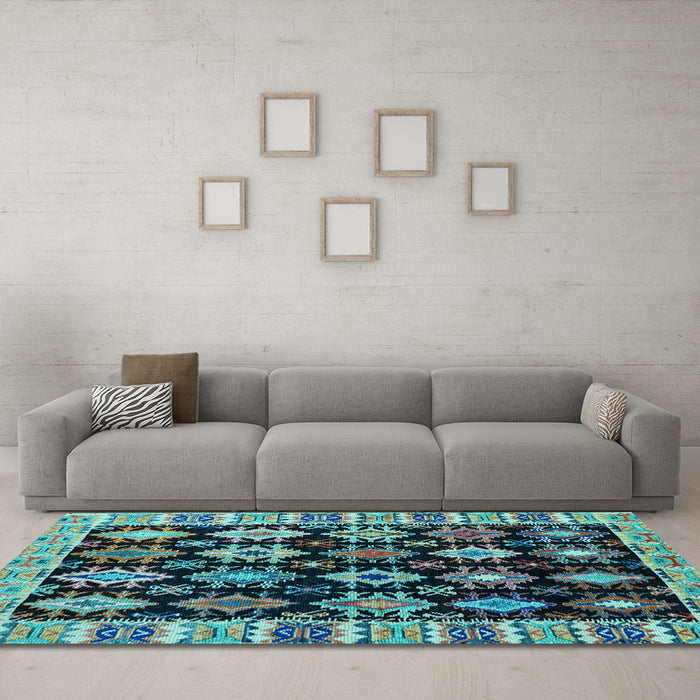 Machine Washable Abstract Light Blue Modern Rug in a Living Room, wshabs4636lblu