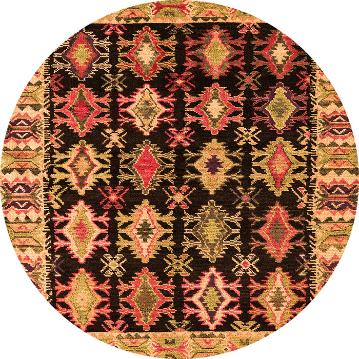 Round Abstract Orange Modern Rug, abs4636org
