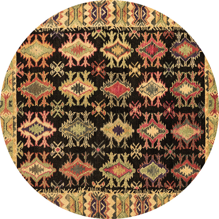 Round Machine Washable Abstract Brown Modern Rug, wshabs4636brn