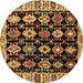 Round Machine Washable Abstract Brown Modern Rug, wshabs4636brn