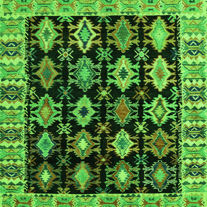 Square Machine Washable Abstract Green Modern Area Rugs, wshabs4636grn