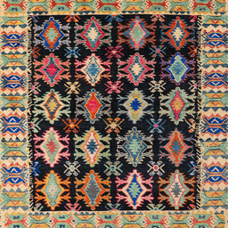 Square Machine Washable Abstract Brown Rug, wshabs4636