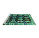 Sideview of Machine Washable Abstract Turquoise Modern Area Rugs, wshabs4636turq