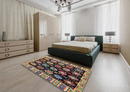 Abstract Brown Modern Rug in a Bedroom, abs4636
