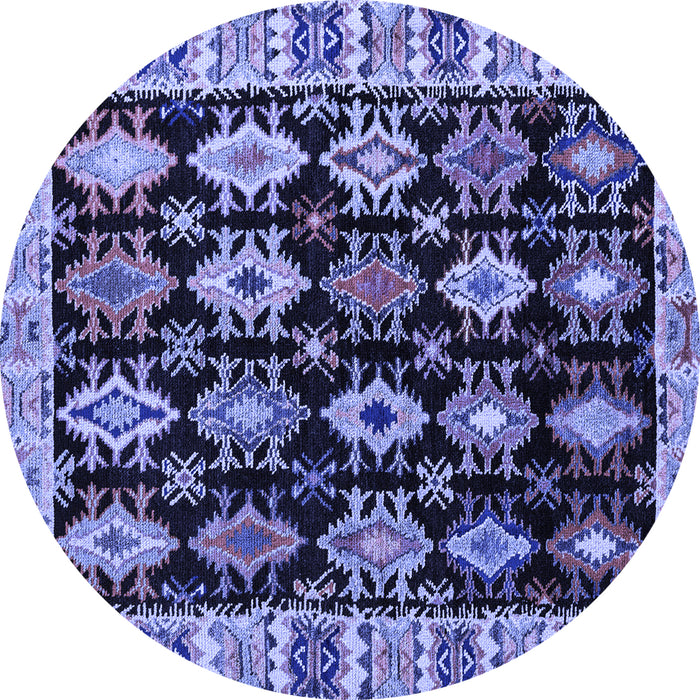 Round Abstract Blue Modern Rug, abs4636blu