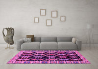 Machine Washable Abstract Pink Modern Rug, wshabs4636pnk