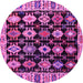 Round Machine Washable Abstract Pink Modern Rug, wshabs4636pnk