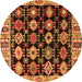 Round Machine Washable Abstract Orange Modern Area Rugs, wshabs4636org