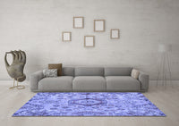 Machine Washable Abstract Blue Modern Rug, wshabs4637blu