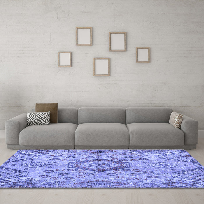 Machine Washable Abstract Blue Modern Rug in a Living Room, wshabs4637blu