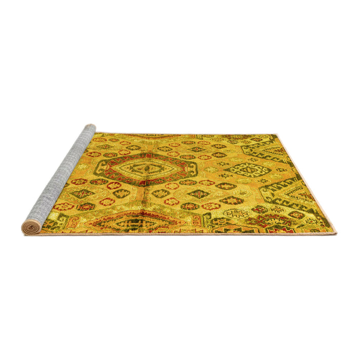 Sideview of Machine Washable Abstract Yellow Modern Rug, wshabs4637yw