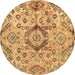 Round Machine Washable Abstract Brown Modern Rug, wshabs4637brn