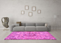 Machine Washable Abstract Pink Modern Rug, wshabs4637pnk