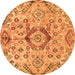 Round Abstract Orange Modern Rug, abs4637org