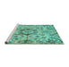 Sideview of Machine Washable Abstract Turquoise Modern Area Rugs, wshabs4637turq