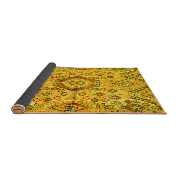 Sideview of Abstract Yellow Modern Rug, abs4637yw