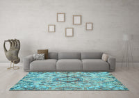 Machine Washable Abstract Light Blue Modern Rug, wshabs4637lblu