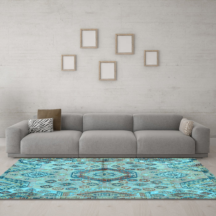 Machine Washable Abstract Light Blue Modern Rug in a Living Room, wshabs4637lblu