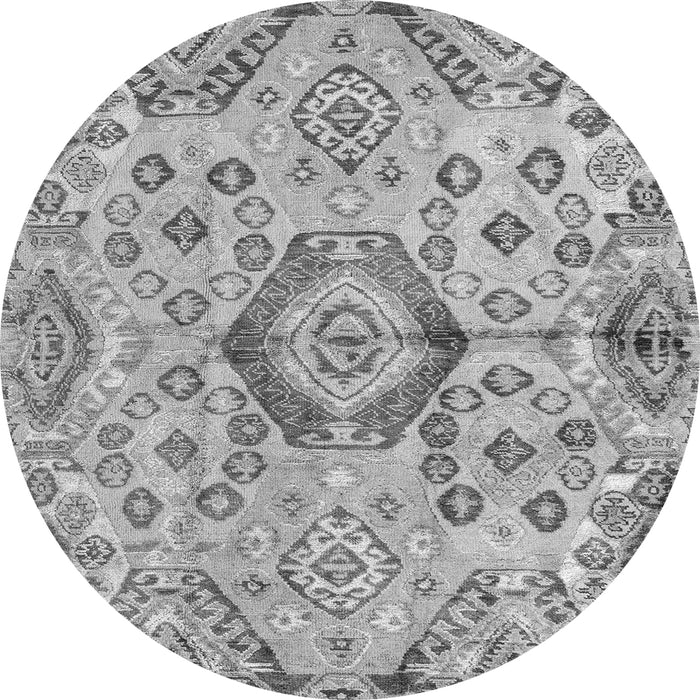 Round Machine Washable Abstract Gray Modern Rug, wshabs4637gry