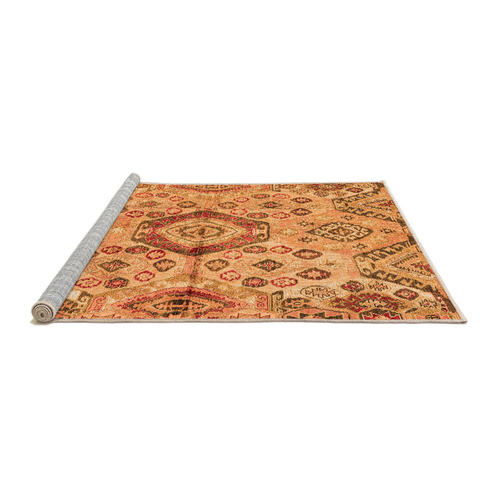 Sideview of Machine Washable Abstract Orange Modern Area Rugs, wshabs4637org