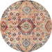 Round Abstract Brown Modern Rug, abs4637