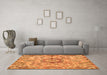 Machine Washable Abstract Orange Modern Area Rugs in a Living Room, wshabs4637org