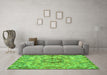 Machine Washable Abstract Green Modern Area Rugs in a Living Room,, wshabs4637grn