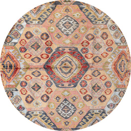 Round Machine Washable Abstract Brown Sugar Brown Rug, wshabs4637
