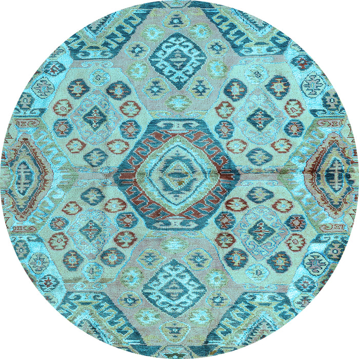 Round Abstract Light Blue Modern Rug, abs4637lblu