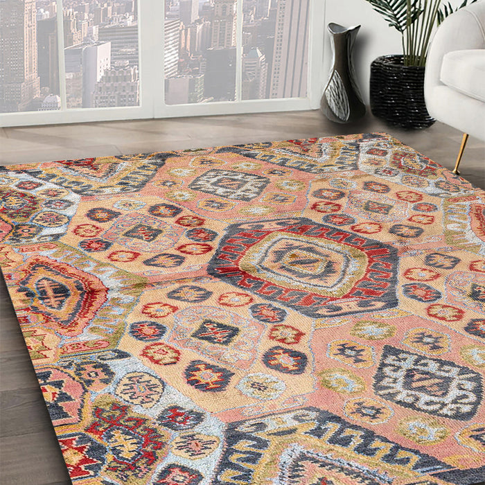 Machine Washable Abstract Brown Sugar Brown Rug in a Family Room, wshabs4637