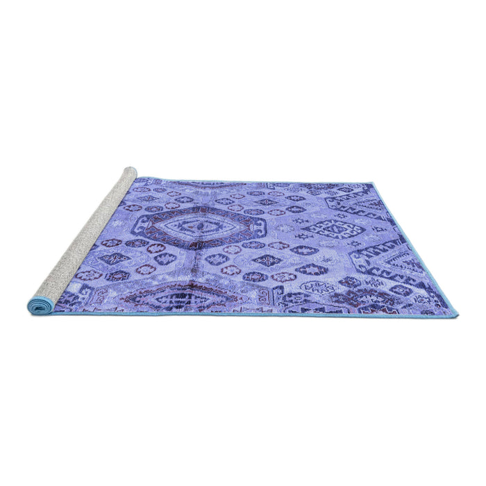 Sideview of Machine Washable Abstract Blue Modern Rug, wshabs4637blu
