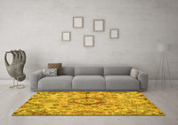 Machine Washable Abstract Yellow Modern Rug, wshabs4637yw